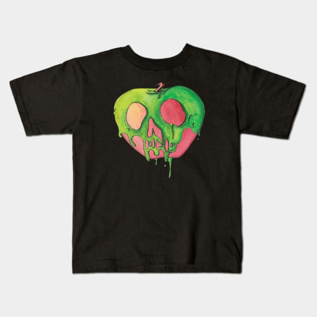 Water Color Poisoned Apple Kids T-Shirt by VintageGrim